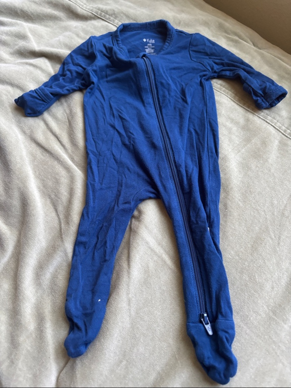 Kyte BABY Navy Blue Footed One-Piece Zip Sleepwear